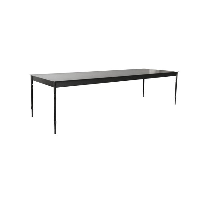 Gregor Jenkin Studio "Rectangular Turned" dining table. A long custom made dining table in steel, with a dark finish....