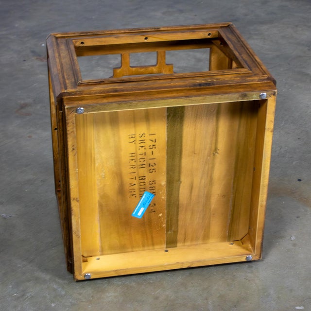 Late 20th Century Chinoiserie Oak Cube Coffee Table W/Glass Top Sketchbook Collection by Drexel Heritage For Sale - Image 12 of 18