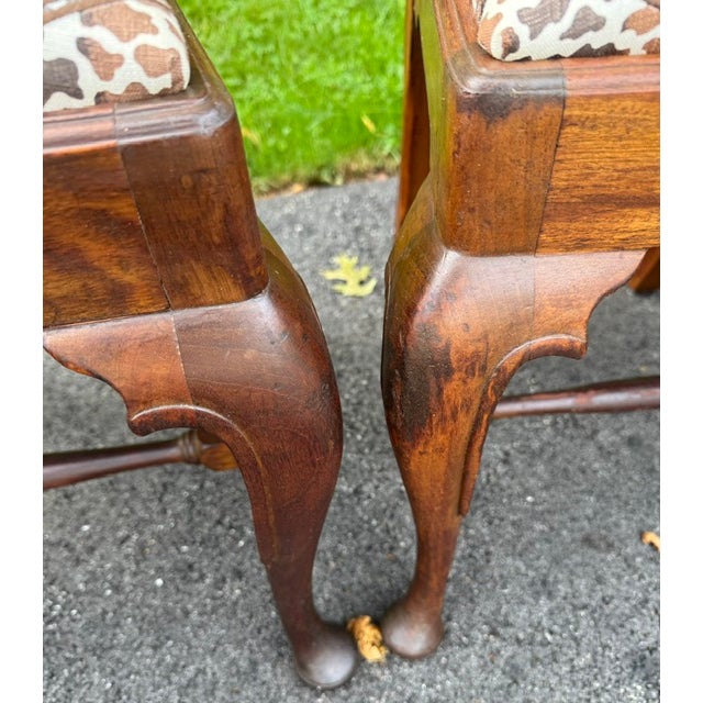Brown Set of 6 Solid Mahogany Queen Anne Style Dining Chairs Early 20th Century For Sale - Image 8 of 17
