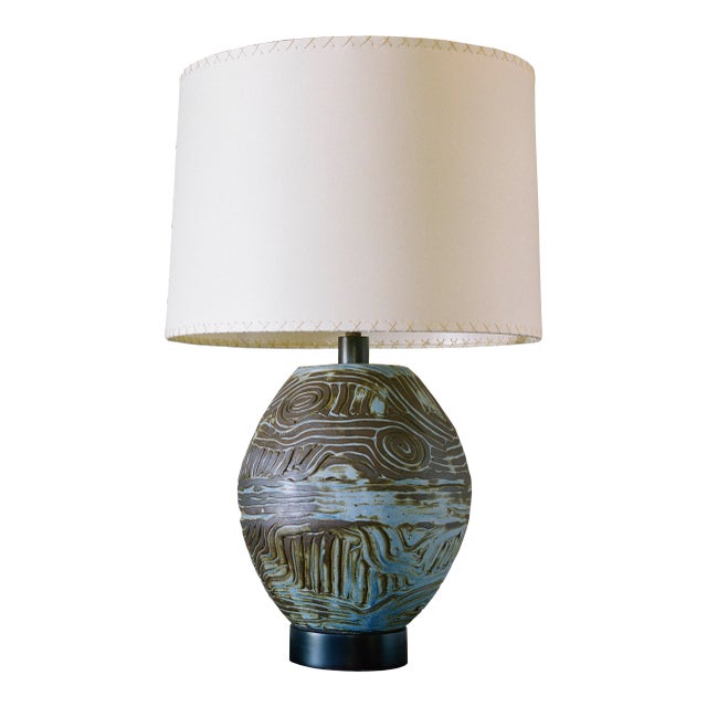 Coil Ovoid Lamp Long Beach Blue by Clate Grunden For Sale