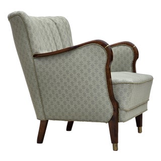 Danish Armchair in Light Blue Furniture Fabric and Beech Wood, 1960s For Sale