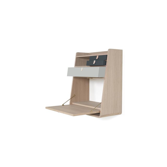 Not Yet Made - Made To Order Slate Grey Drawers Gaston Floating Writing Desk in Natural Oak by Harto For Sale - Image 5 of 6