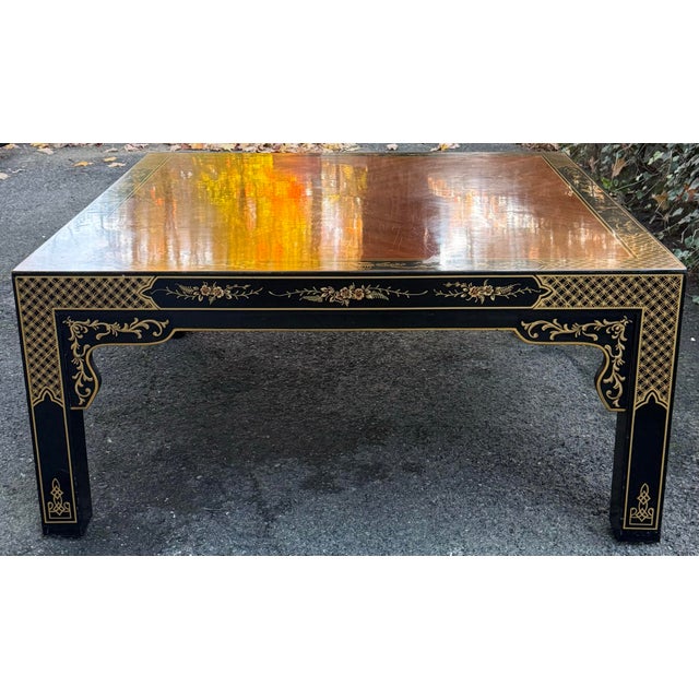 Paint Vintage Drexel Chinoiserie “Et Cetera” Paint Decorated Coffee Table For Sale - Image 7 of 11