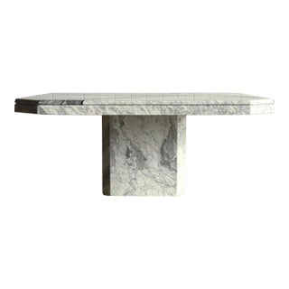 Vintage 1970s Italian Carrara & Bardiglio Marble Inlaid Coffee Table For Sale