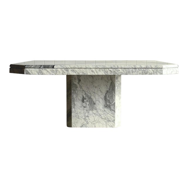 Vintage 1970s Italian Carrara & Bardiglio Marble Inlaid Coffee Table For Sale