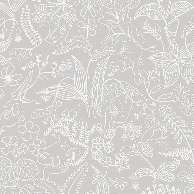 Borastapeter Grazia Wallpaper in Grey For Sale