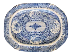 Antique Large Net Pattern Staffordshire Meat Platter
