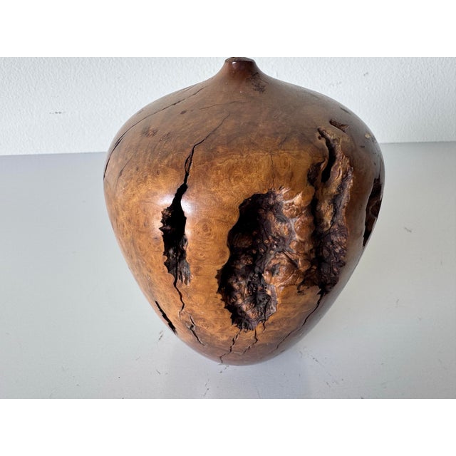 Mid-Century Modern 1979 Hap Sakwa Sculptural Burl Wood Turned Vase For Sale - Image 3 of 12