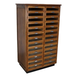 Vintage Dutch Oak Haberdashery Shop Cabinet, 1950s For Sale
