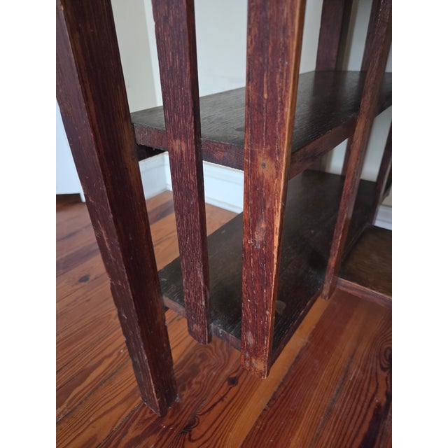 Antique Mission Oak Arts & Crafts Desk / Library Table With Built-in Bookcases (Circa 1900s) For Sale - Image 9 of 13