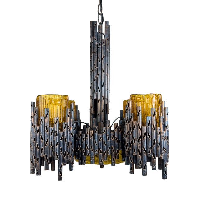 Brutalist Chandelier by Marcello Fantoni for Fantoni Studio, Florence, Italy, 1960s For Sale