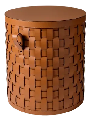 Short Leather Demetra Round Basket