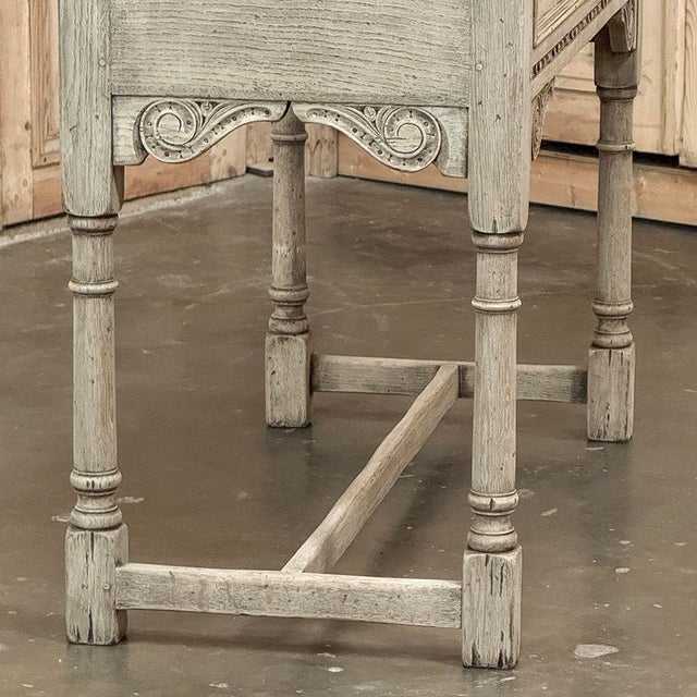 English Rustic Antique Side Table in Stripped Oak For Sale - Image 9 of 17