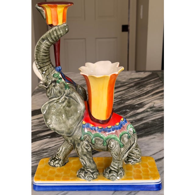 Vintage Ditmar Urbach Czechoslovakia Elephant Candle Vase Centerpiece For Sale - Image 13 of 16