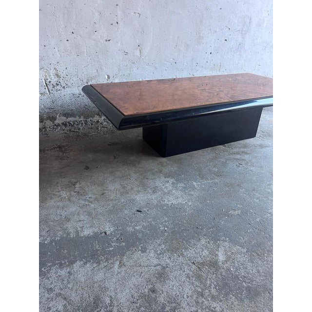 Vintage Burl Wood Coffee Table on Black Lacquered Base For Sale - Image 6 of 12