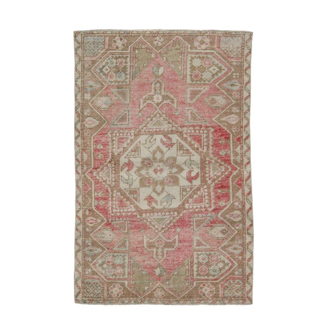 Vintage Washed Out Turkish Rug- 3′8″ × 5′8″ For Sale