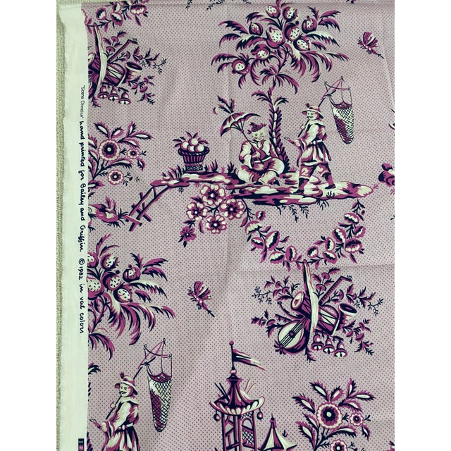 Chinoiserie Bailey and Griffin “Scene Chinoise” Fabric Amethyst 2 Yards For Sale - Image 3 of 8