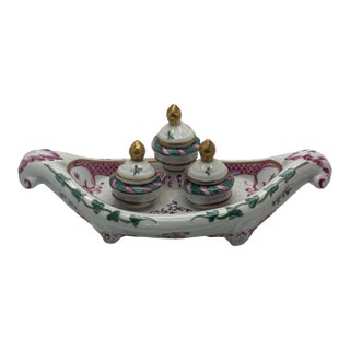 French Bloch Porcelaine De Paris Gondola Porcelain Triple Ink Well For Sale
