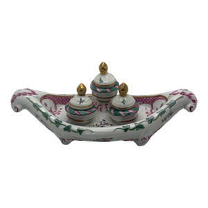 French Bloch Porcelaine De Paris Gondola Porcelain Triple Ink Well