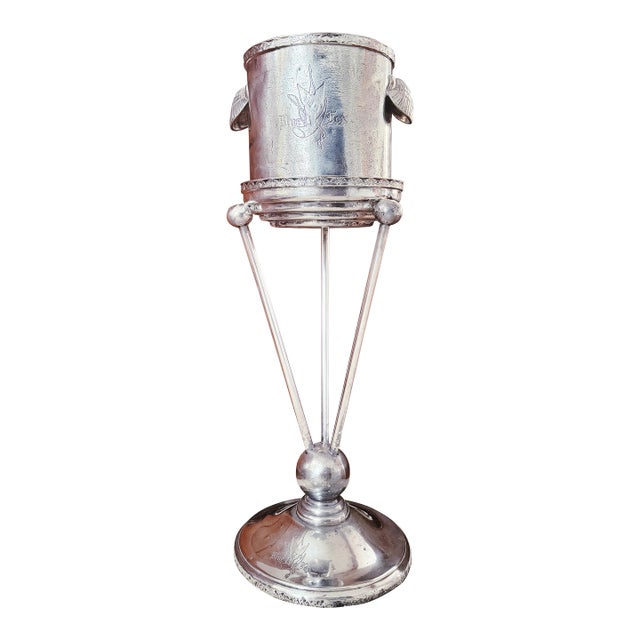Vintage Silver Plated Champagne Bucket and Stand From the Blue Fox For Sale