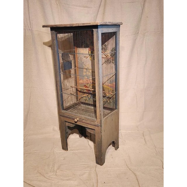 Arts & Crafts Vintage Hand Painted Bird Cage For Sale - Image 3 of 11