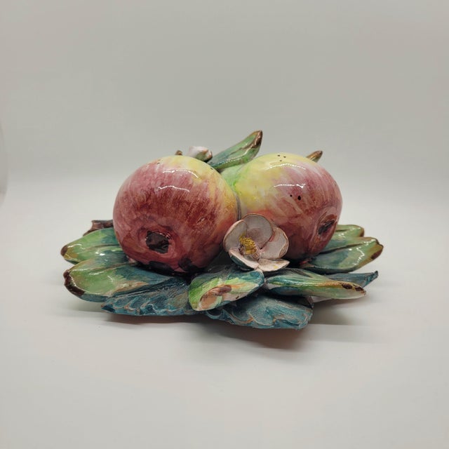 Mid 20th Century Ceramiche Perconte Sciacca Italy Majolica Ceramic Figs Fruit Wall Plaque 3d Decor For Sale - Image 5 of 12