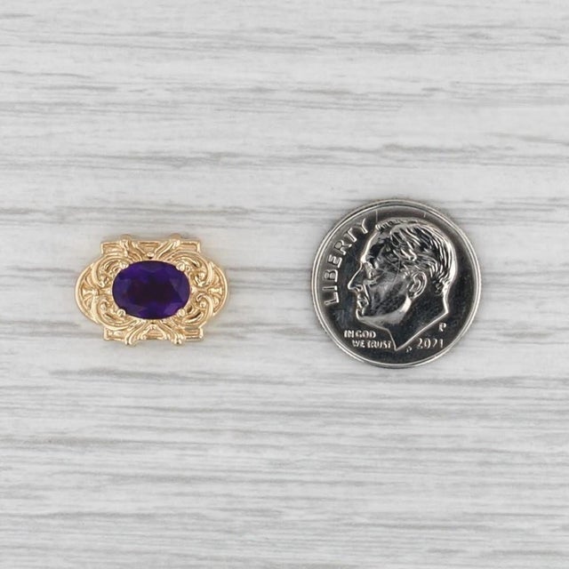 1950s 1.20ct Oval Amethyst Slide Charm 14k Yellow Gold Vintage Richard Kelin For Sale - Image 5 of 5