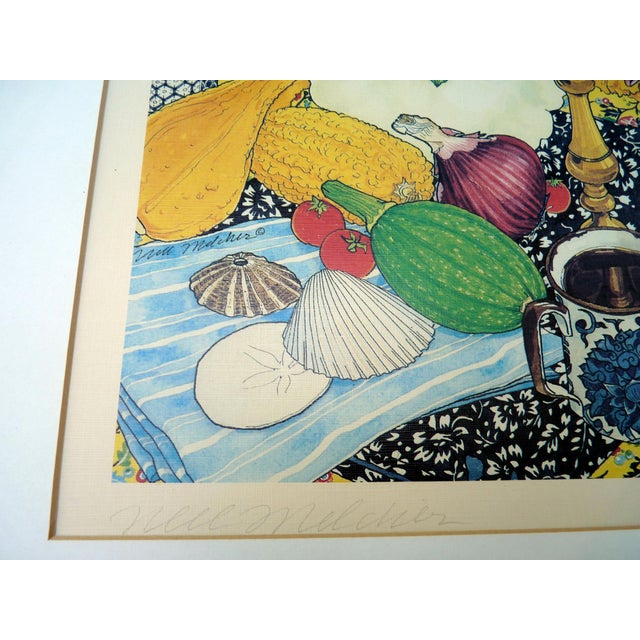 Pair of Maximalist Nell Melcher 1984 Signed Lithograph Pair: "Coffee Break" & "A Break" Matted 16" X 20" Cottagecore For Sale - Image 4 of 8