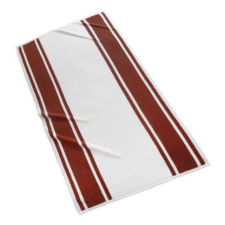 Mari Stripe Reversible Beach Towel, White/Terracotta For Sale
