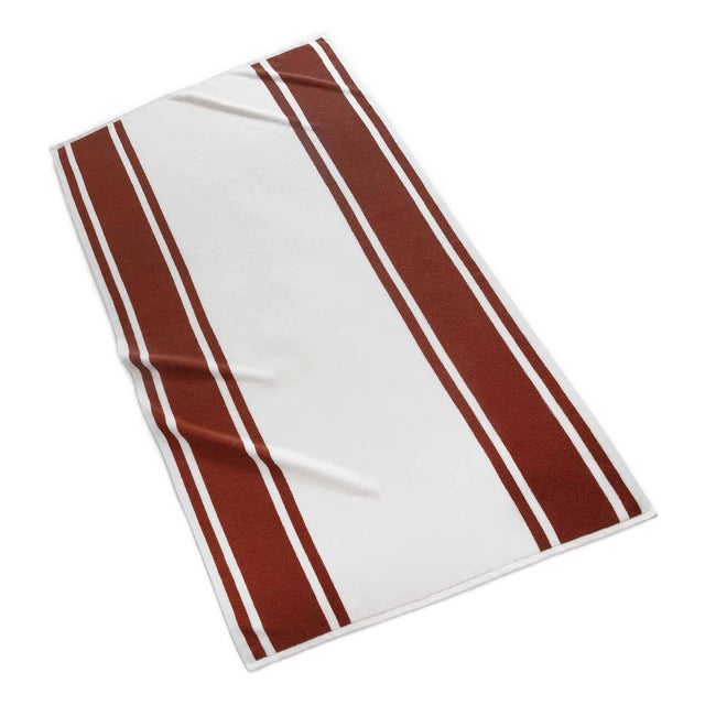 Mari Stripe Reversible Beach Towel, White/Terracotta For Sale