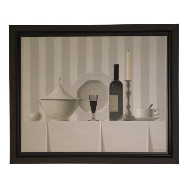 Nicolas Watine, the Glass of Wine, 1980s, Paint & Canvas, Framed For Sale