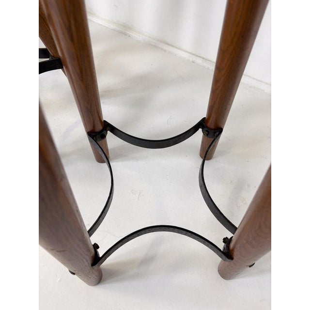 Brutalist Brutalist Bar Stool in Wood and Leather, 1970s For Sale - Image 3 of 11