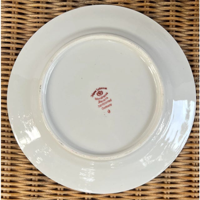 Seltmann Vohenstrauss Bavaria Art Deco Hand Painted Floral Porcelain Plates- Set of 8 For Sale - Image 11 of 13