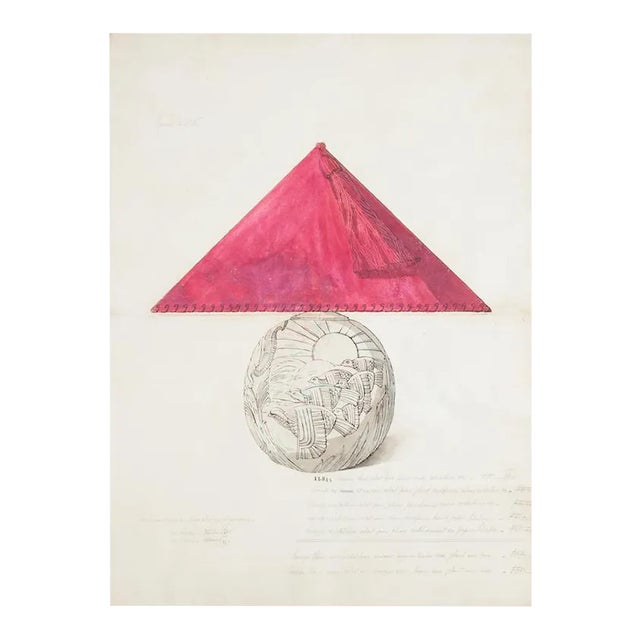 Unknown - Porcelain Lamp - Original Watercolor and Ink - Late 19th Century For Sale