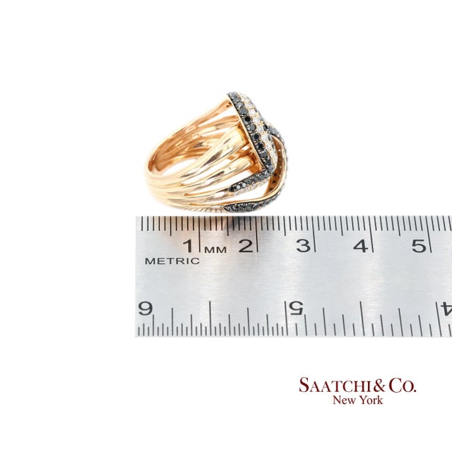 18k Solid Rose Gold Black and White Natural Diamond Ring For Sale - Image 10 of 10