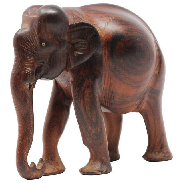 African Wood Hand Carved Elephant For Sale - Image 11 of 11
