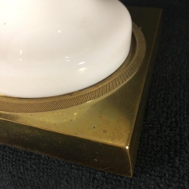 Baroque Venini Primavera in Murano, White Opaline Glass with Gilt Handles, Chiseled Bronze Base, 20th Century For Sale - Image 3 of 14