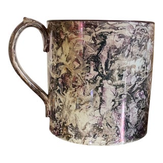 Large Antique Early 19th Century English Regency Pearlware Moonlight Luster Tankard Porter's Mug For Sale