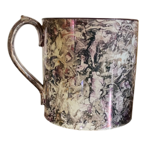 Large Antique Early 19th Century English Regency Pearlware Moonlight Luster Tankard Porter's Mug