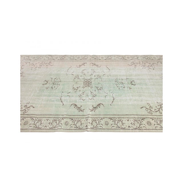Faded Green Vintage Turkish Oushak Rug - 5`8" X 9`8" For Sale - Image 4 of 6