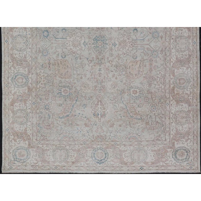 Mohtasham Kashan Design in Soft Tan, Taupe, Light Blue, and Ivory 9'3 X 13'7 For Sale - Image 4 of 11