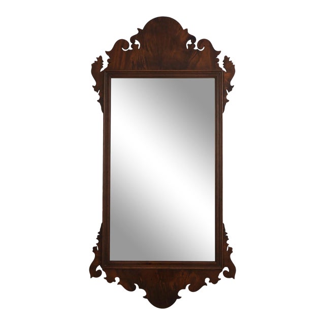 Flame Mahogany Chippendale Style Wall Mirror For Sale