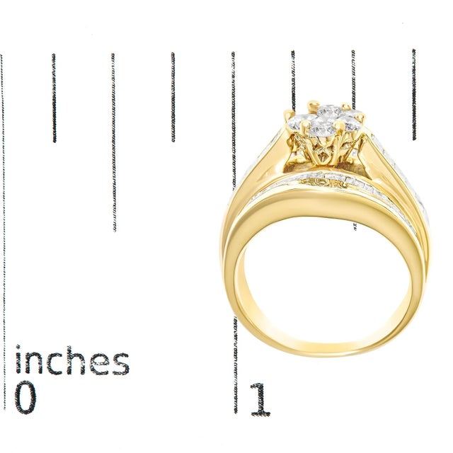 Metal 14K Yellow Gold 2-1/3 Cttw Diamond Cluster Channel Set Chevron Shaped Engagement Ring (H-I Color, SI1-SI2 Clarity) - Ring Size 7.5 For Sale - Image 7 of 7