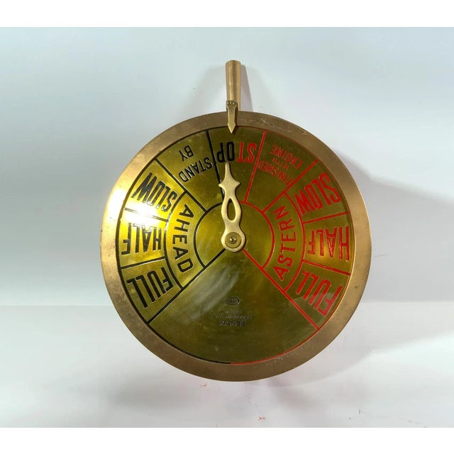 Very heavy and loud ship engine room telegraph. With brass faceplate displaying ships commands including ahead and astern,...