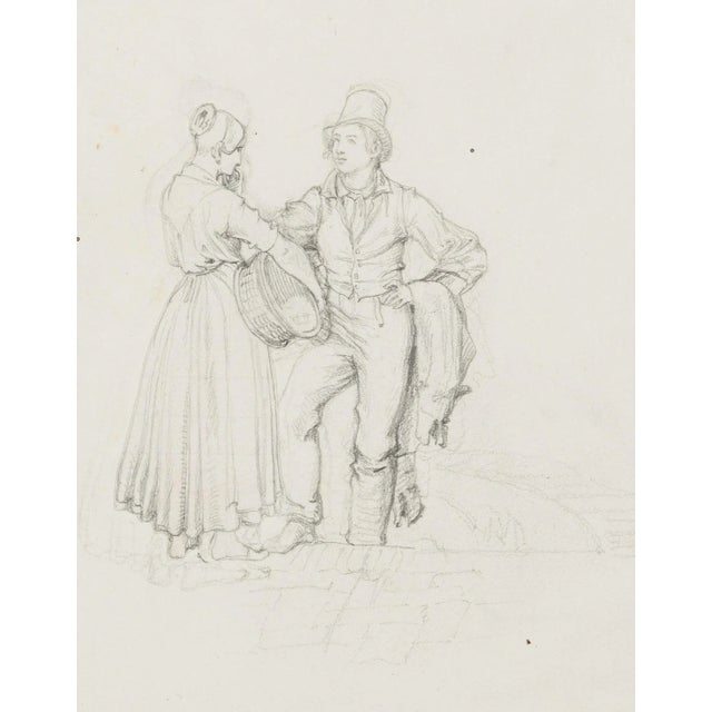 M. Neher, Man and Woman in the Conversation, 1830, Pencil For Sale - Image 5 of 5