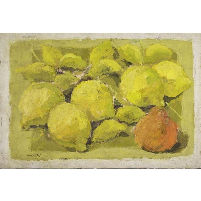 Franco Marzilli, Still Life with Lemons and Pear, Oil Painting, 1970s For Sale - Image 4 of 4