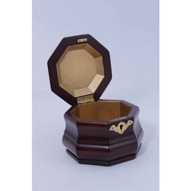Brown Virginia Metalcrafters Mahogany Octogonal Tea Caddy For Sale - Image 8 of 13