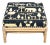McGuire Coastal Organic Modern Rattan Ottoman With Black & Ivory Cushion For Sale