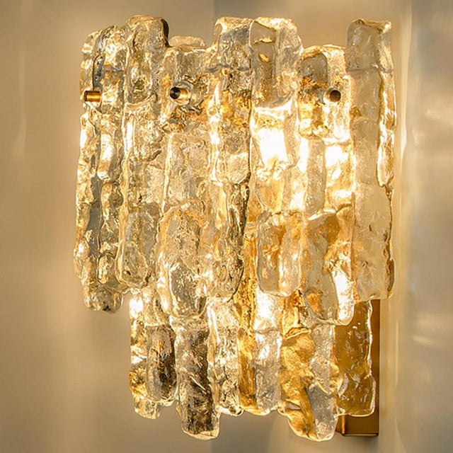 Vintage Textured Ice Glass Wall Light by J. T. Kalmar for Kalmar, 1970s For Sale - Image 11 of 12