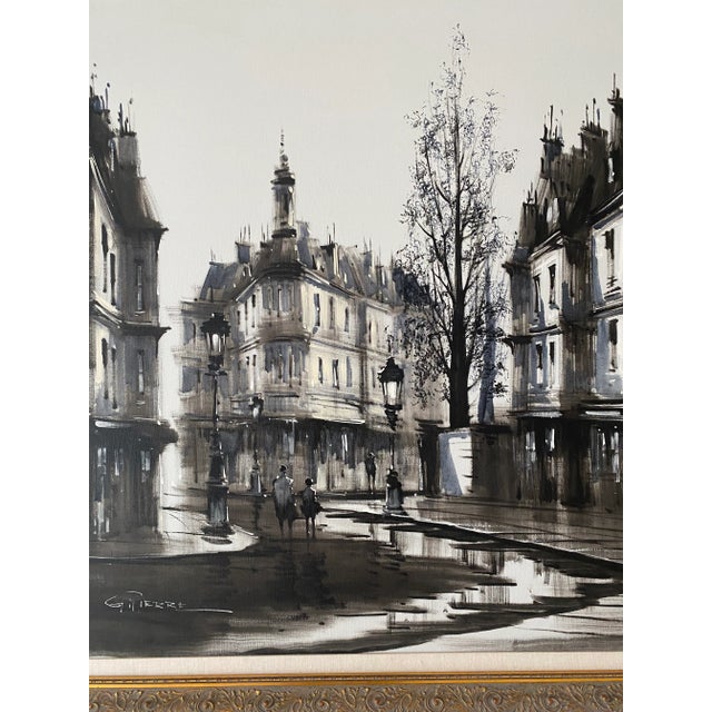Textile Gaston Pierre Original Oil on Canvas Paris Cityscape Painting Framed 41" X 41" Mint Condition Mid 20th Century For Sale - Image 7 of 11